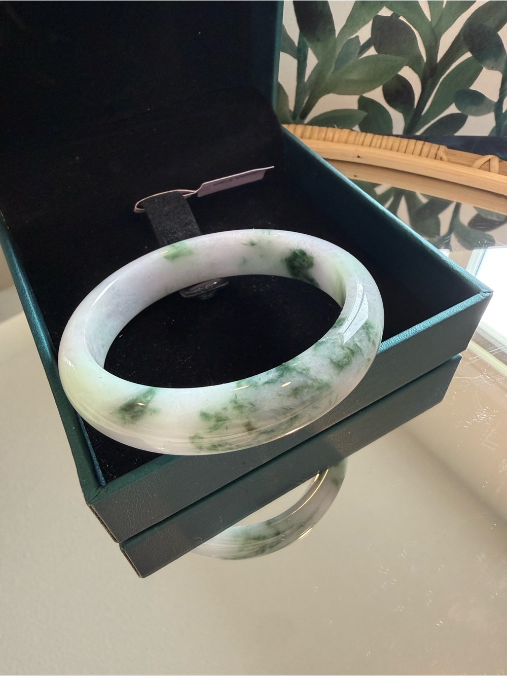 $4000CAD GIA Appraisal Jade-Inspired Green & White Bangle Bracelet size 58mm - Picture 5 of 14